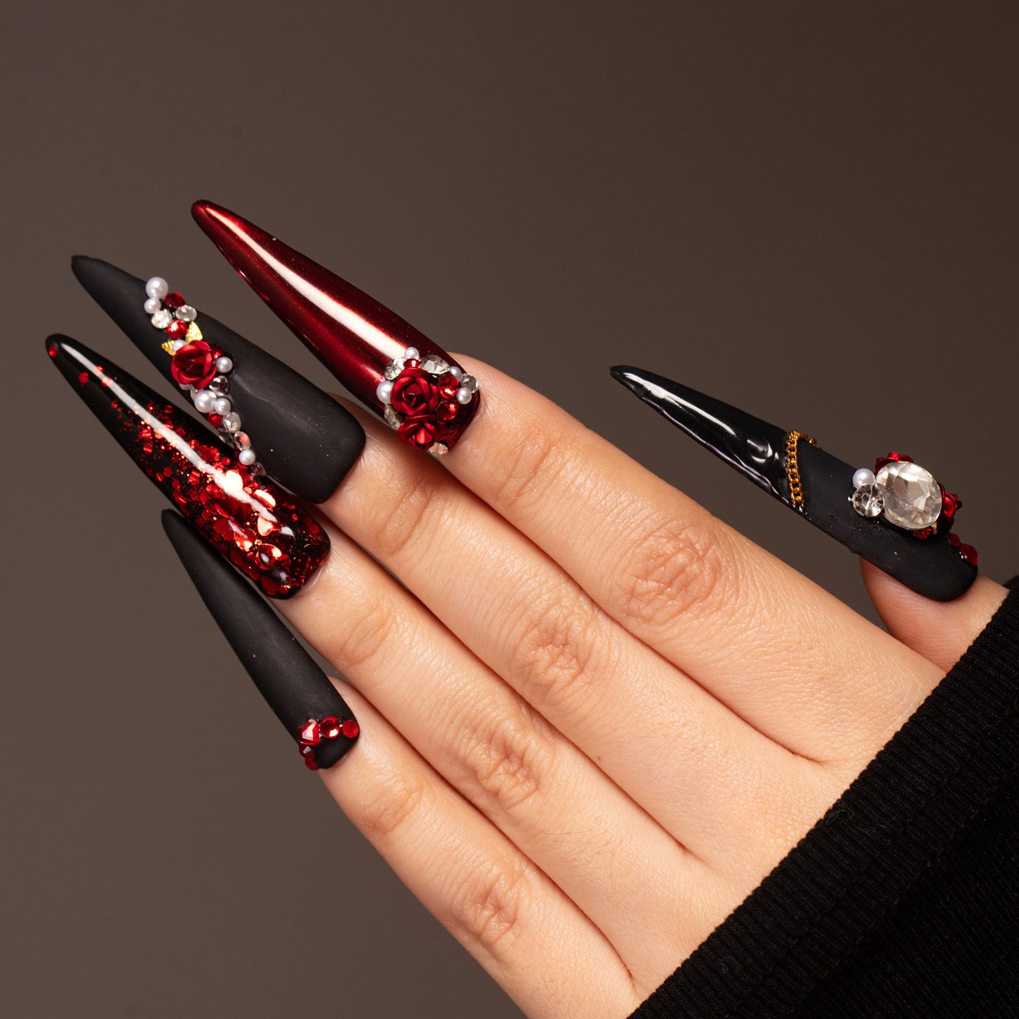 LH31 【Latina Rose】HandMade Press On Nails