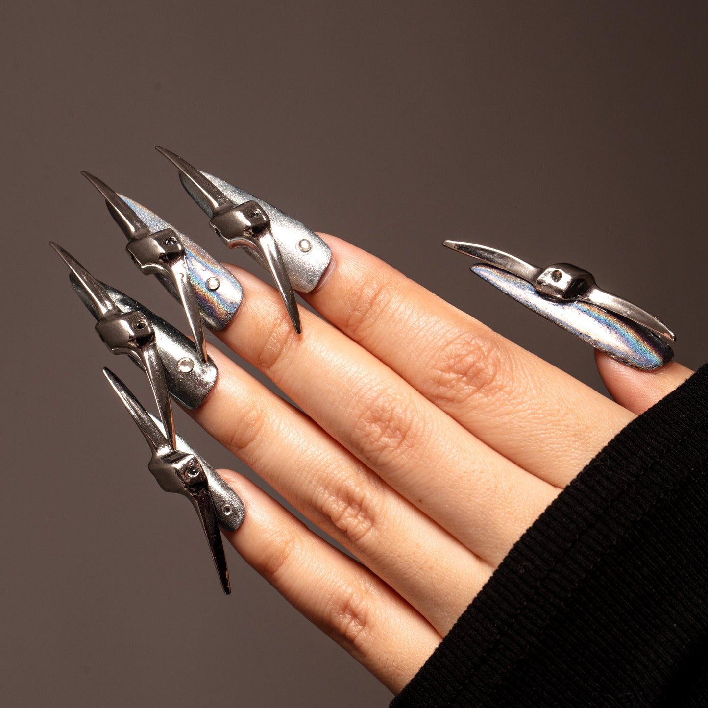 LH4 Hand Made Press On Nails Shape Glitter