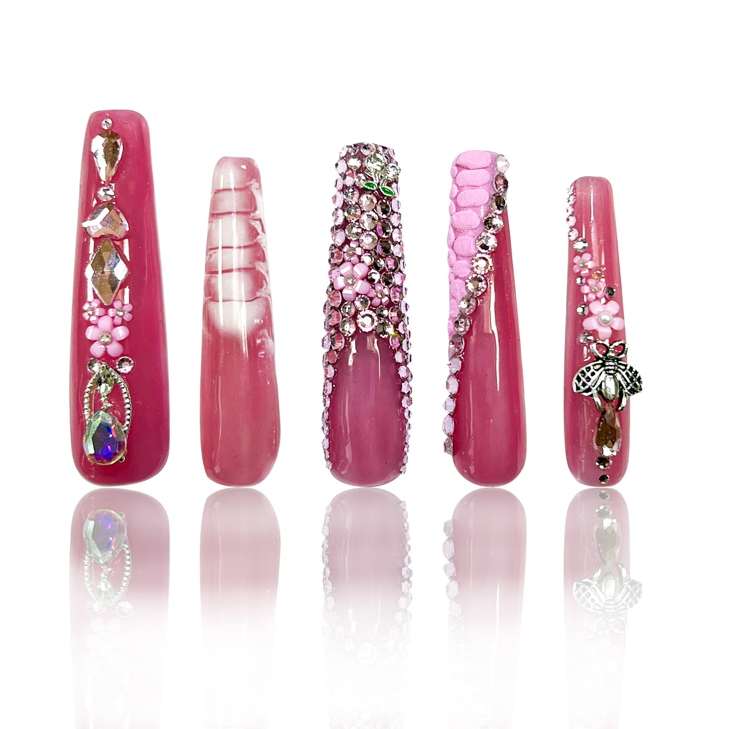 LH34 Handmade Pink Elegant Spring Press on Nails Customize
