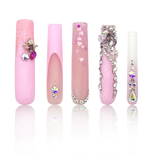 LH44 Handmade Pink Elegant Spring Press on Nails Customize