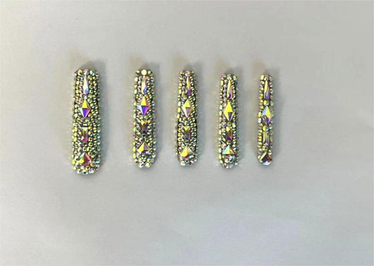 LH48 Handmade Elegant Full Stone Press on Nails Customize