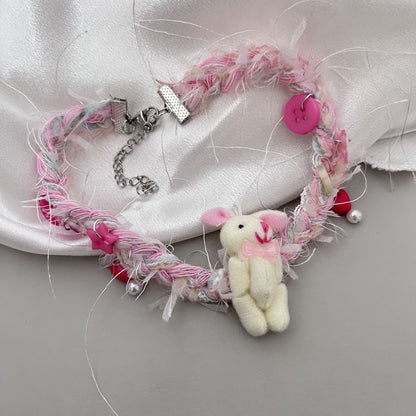 N13-Pearl Necklace Rabbit Choker Cute Sweet