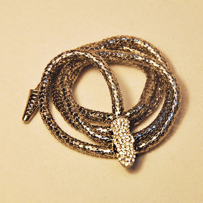 N8-Necklace Snake Stone Silver Gold Alloy